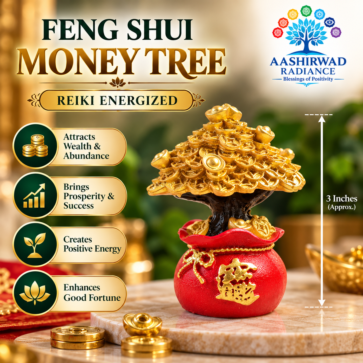 Feng Shui Money Tree – 3 Inches | Reiki Energized
