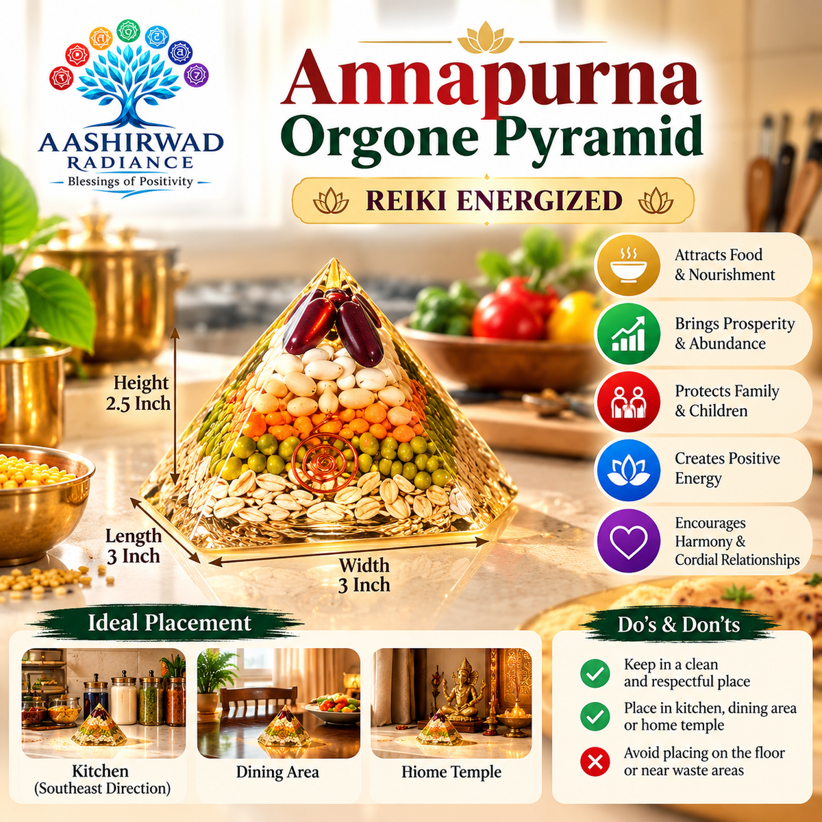 Annapurna Orgone Pyramid – Reiki Energized