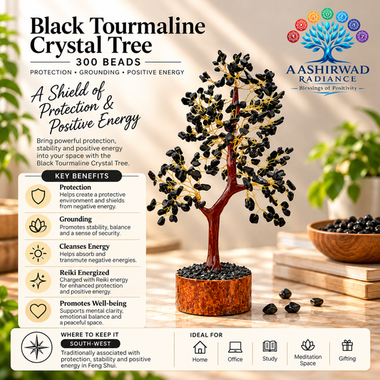 Black Tourmaline Crystal Tree – 300 Beads | Reiki Energized