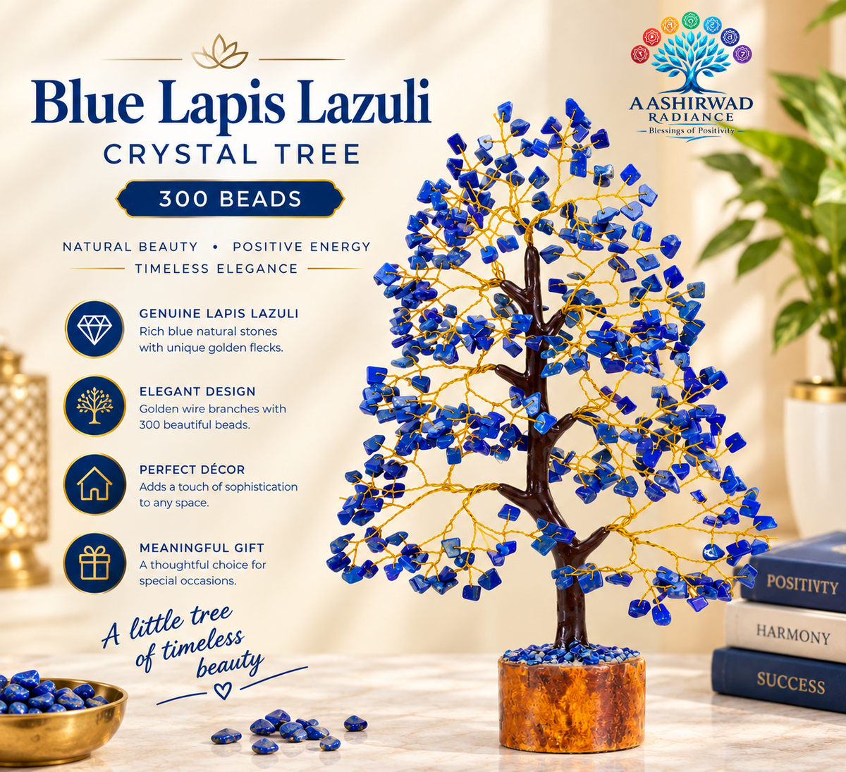 Blue Lapis Lazuli Crystal Tree - 300 Beads | Reiki Energized
