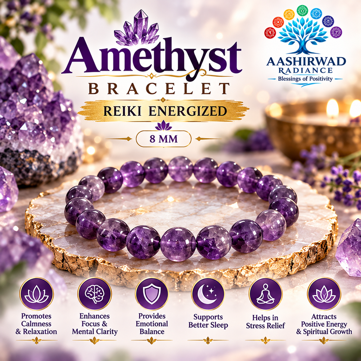 Amethyst Bracelet – Reiki Energized