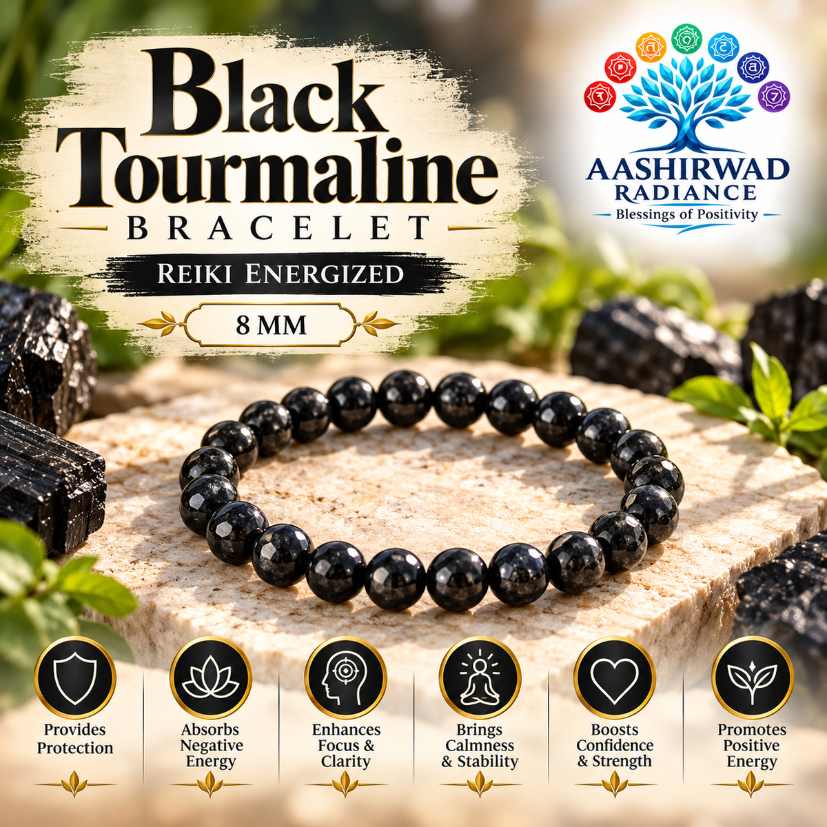 Black Tourmaline Bracelet – Reiki Energized