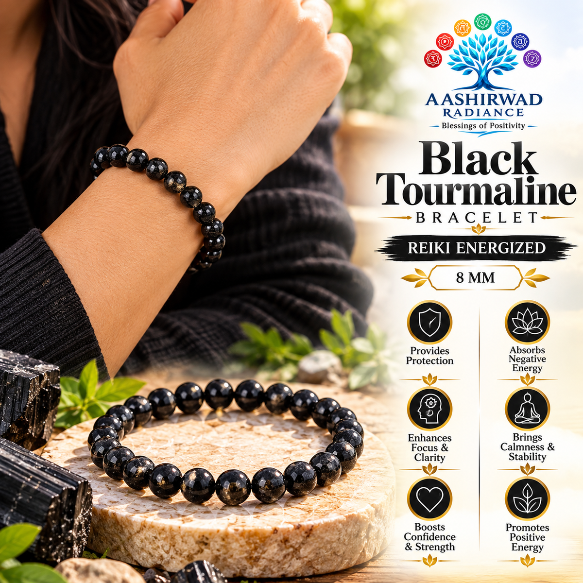 Black Tourmaline Bracelet – Reiki Energized