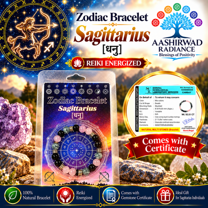 Zodiac Crystal Bracelet – Sagittarius (धनु) - Reiki Energized | With Gemstone Certificate