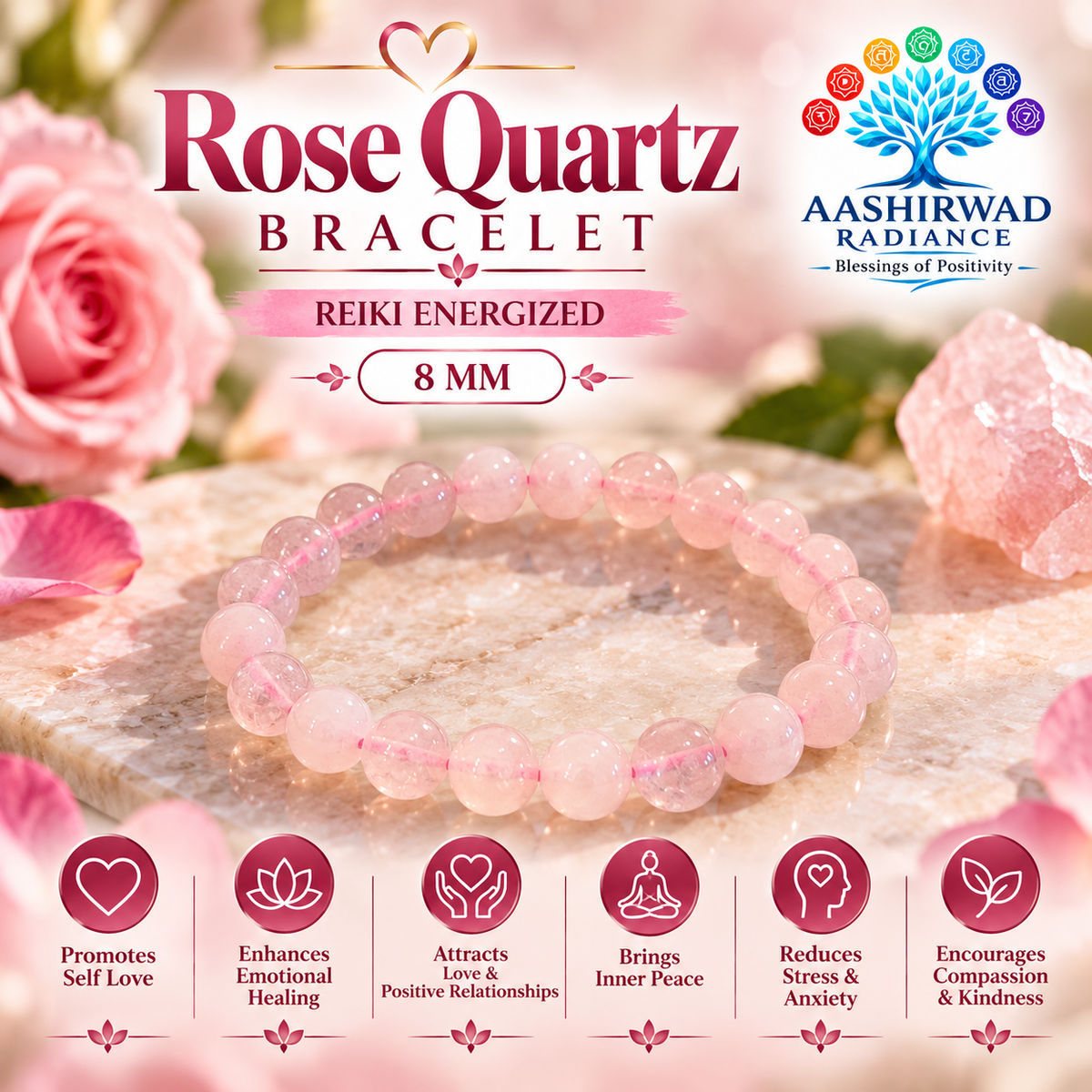 Rose Quartz Bracelet – Reiki Energized