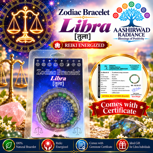 Zodiac Crystal Bracelet – Libra (तुला)Reiki Energized | With Gemstone Certificate
