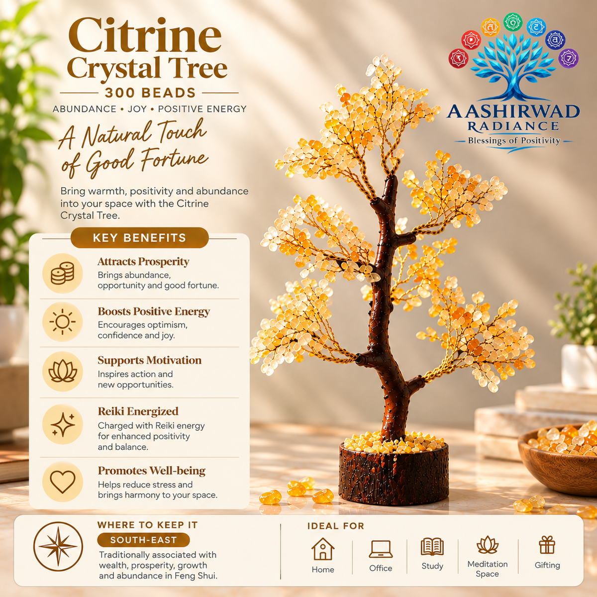 Citrine Tree - 300 Beads | Reiki Energized