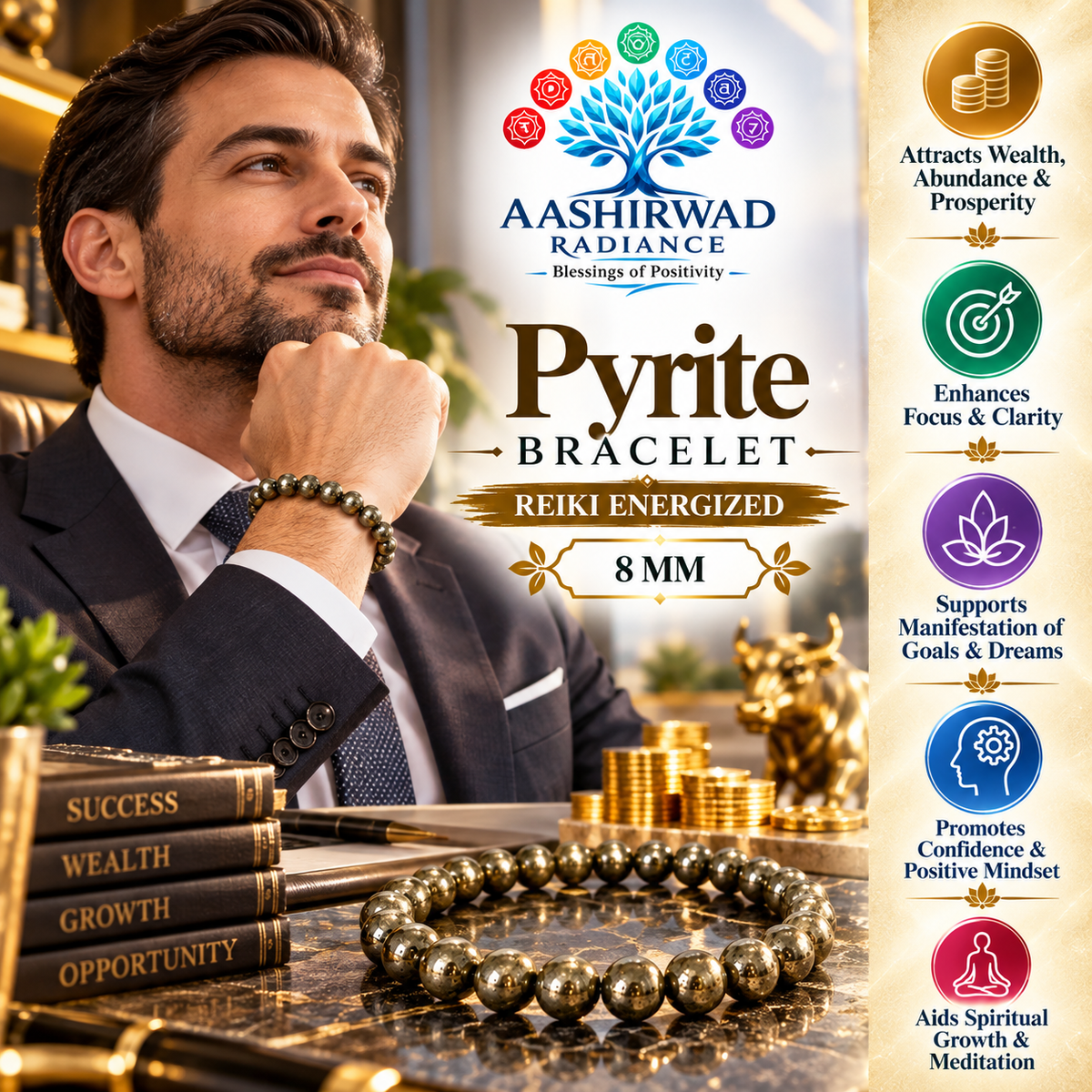 Pyrite Bracelet – Reiki Energized