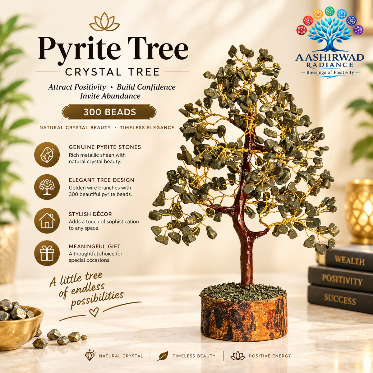 Pyrite Tree – 300 Beads | Reiki Energized