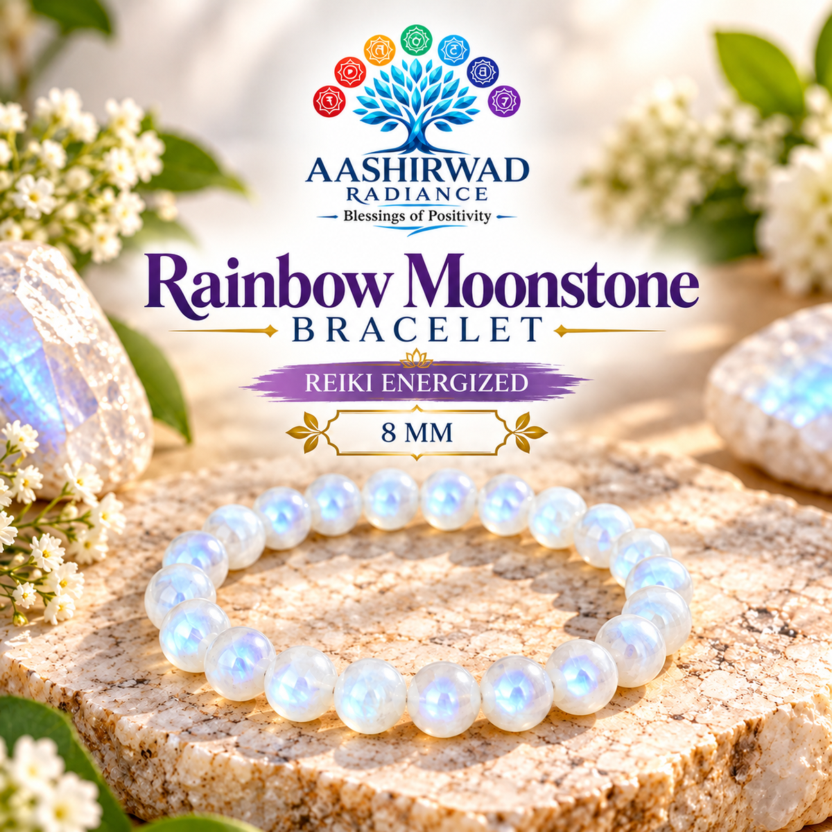 Rainbow Moonstone Bracelet – Reiki Energized