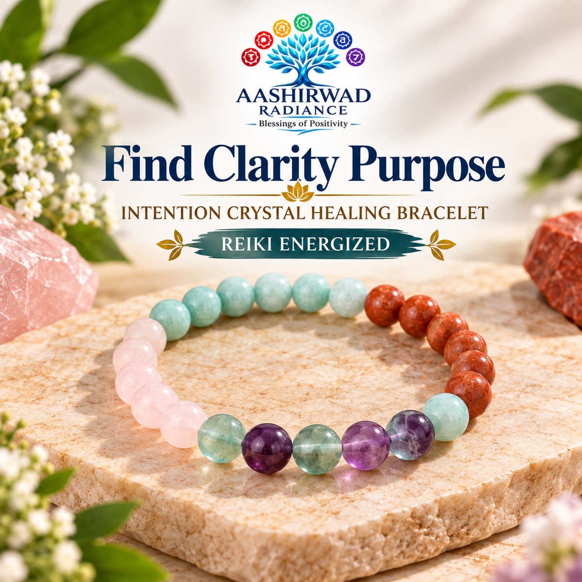Find Clarity Purpose – Intention Crystal Healing Bracelet - Reiki Energized