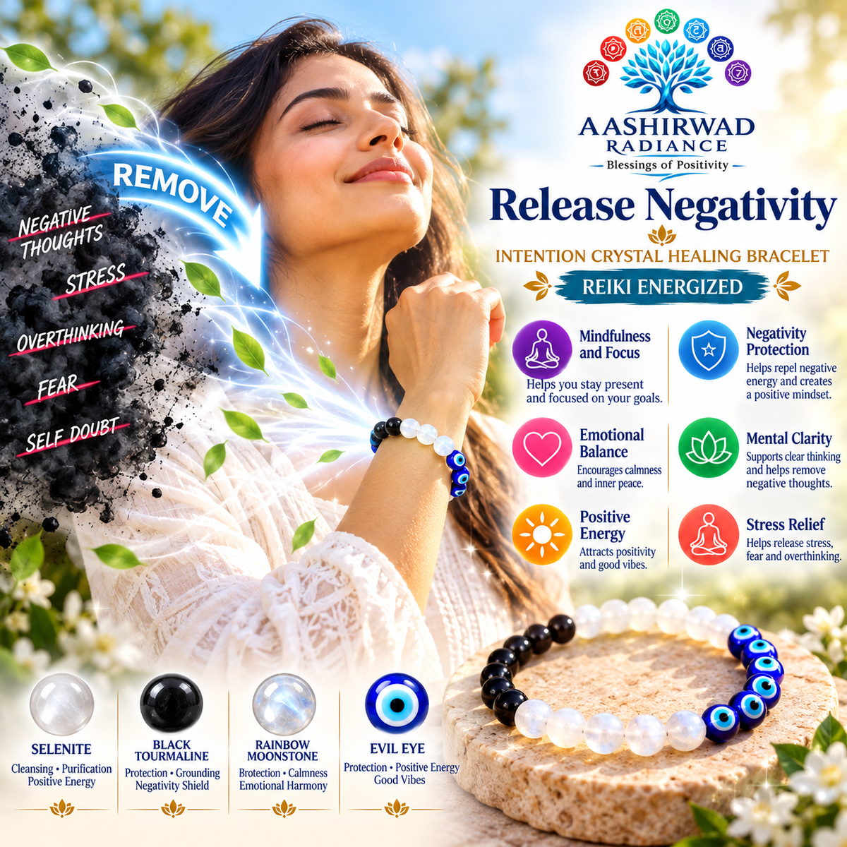 Release Negativity Intention Bracelet - Reiki Energized