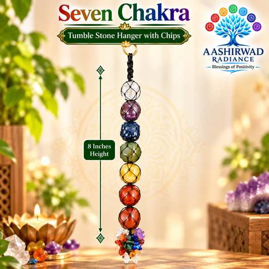 Seven Chakra Tumble Stone Hanger with Chips – 8 Inches | Reiki Energized